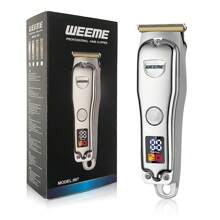 Palm Size Electric Hair Clipper Rechargeable Precision Trimmer For Men Barbershop Quality Hair Cutting & Beard Grooming Set - Silver - View 2