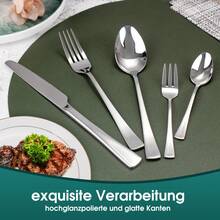 Targzier Besteck Set für 6 Personen, 30 teilig Essbesteck Set inkl. Messer, Gabel, Löffel, Besteck Edelstahl Spiegelpoliert, Spülmaschinenfest