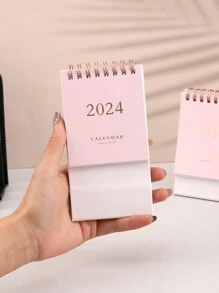 1入組2024微型可愛檯曆卡通書桌創意備忘錄記事本適用於禮品 - 粉色 - 查看 2