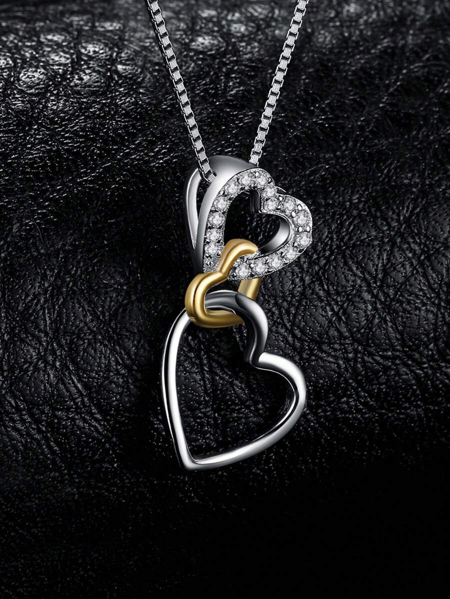 JewelryPalace 1入組簡單優雅925純銀愛心設計精美多面剪裁圓形立方氧化鋯裝飾銀吊墜項鍊,適合女性和女孩日常穿戴,精美珠寶 - 白色 - 查看 1