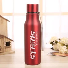 1pc Creative Single Layer Insulation Stainless Steel Sports Water Bottle With Handle & Beer Cup For Outdoor Activities Large Capacity - Red - View 1