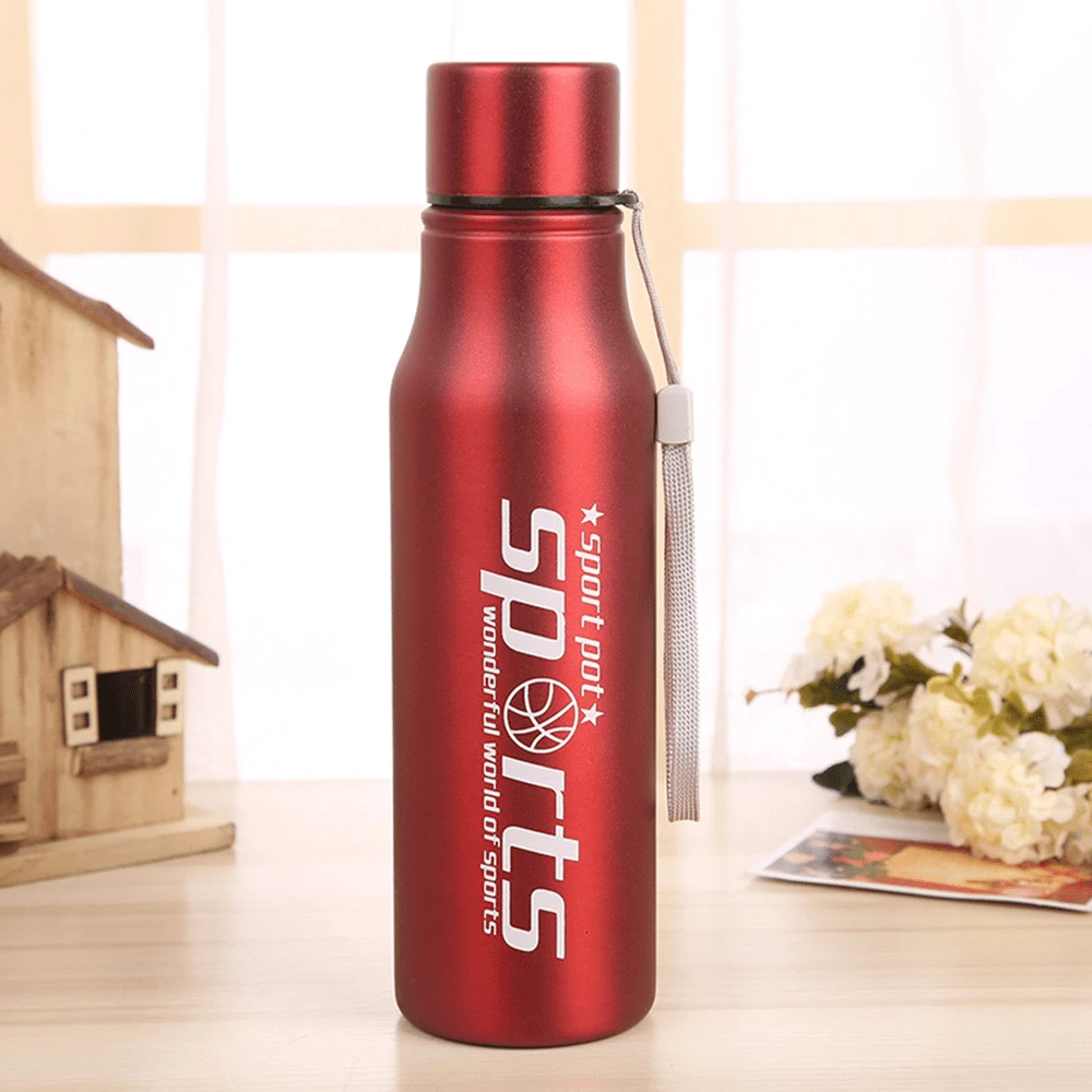 1pc Creative Single Layer Insulation Stainless Steel Sports Water Bottle With Handle & Beer Cup For Outdoor Activities Large Capacity - Red - View 1