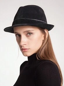 HIMESPORT 2024年女性男性寬邊丹寧費多拉帽,爵士特爾比巴拿馬帽紳士帽英式復古優雅休閒春夏款 - 彩色 - 查看 3