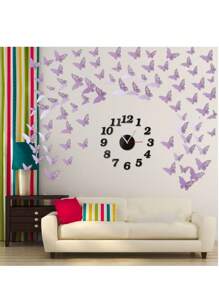 12pcs Purple 3D Hollow Out Butterfly Sticker Purple Butterfly Decorations For Wedding Birthday Party Cake And Room Decorations 3D Butterfly Wall Decor 12pcs 3 Sizes - Mauve Purple - View 4