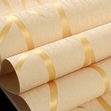 1卷現代幾何線條圖案壁紙,使用雕花技術,採用無紡布材質,適用於家庭客廳、臥室裝飾 - 黃色 - 查看 7
