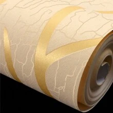 1卷現代幾何線條圖案壁紙,使用雕花技術,採用無紡布材質,適用於家庭客廳、臥室裝飾 - 黃色 - 查看 6