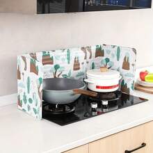 1pc Kitchen Heat-Resistant Oil Splash Guard For Gas Cooker Stove, Aluminum Foil Oil Splatter Guard For Frying Cooking, Water & Oil Proof Sink Splash Guard Board - Green - View 10