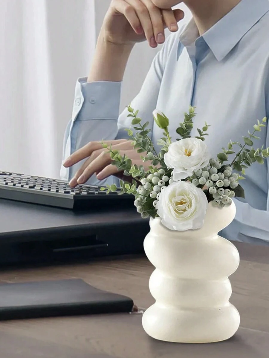 1 件 Pe 室內裝飾花瓶、創意插花容器、乾燥花架 - 白色 - 查看 1