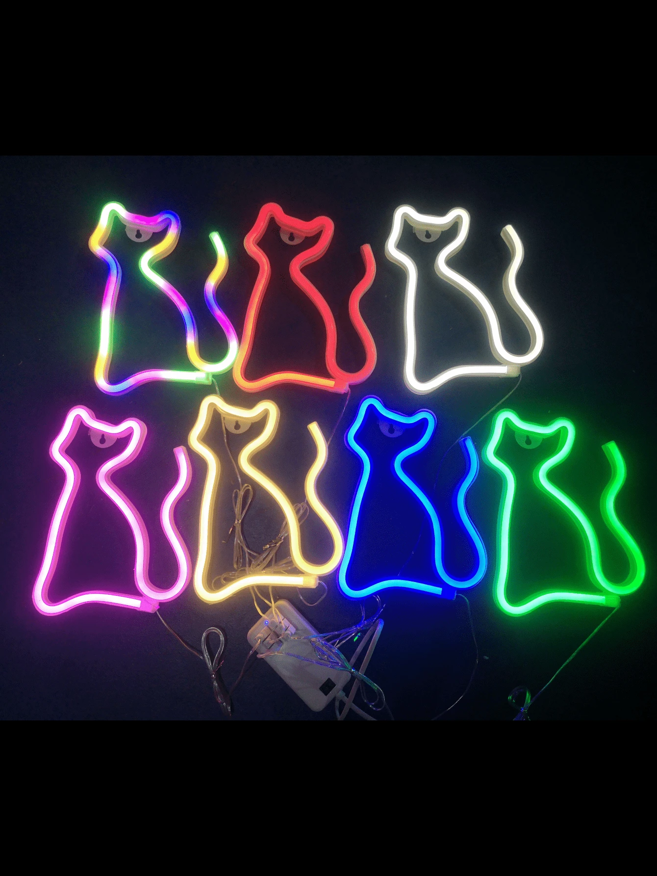 1pc Cat Shaped Neon Light - Yellow - View 1