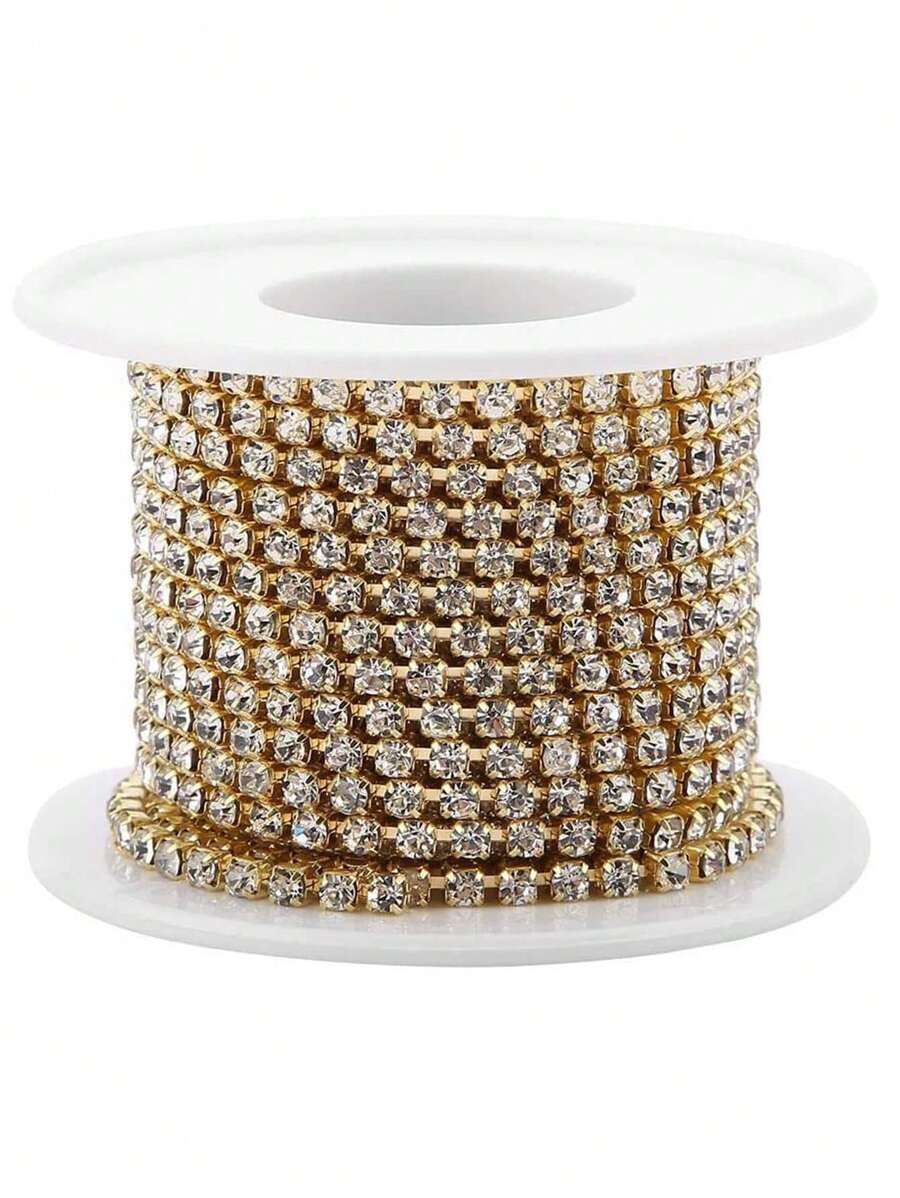 1入組-5米diy鑲嵌鏈,鑲嵌鏈裝飾,鑲嵌爪鏈 - 金色 - 查看 1