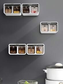 1pc Wall Mounted Kitchen Spice Rack Without Drilling, Kitchen Organizer