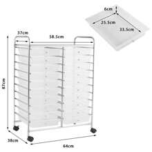Trolley With Drawers, Bathroom Trolley With 4 Rotating Wheels, Metal Frame, Trolley With Wheels For Office, Kitchen, Living Room (Transparent) - White - View 5