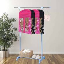 1PC Wig Storage Bag With Wig Hanger For Multiple Wigs And HairExtension Storage Bag Holder Case - Hot Pink - View 6