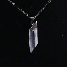 1pc Asymmetrical Shape Natural Rock Crystal Stone Pillar Pendant Necklace Women Fashion White Clear Quartz Chain Healing Choker Jewelry For Women Girls Gifts - Irregular Strips - View 10