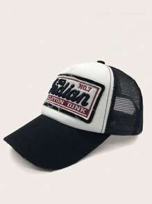 1 Mũ Lưới Nhãn Phong Cách Y2k Unisex Có Viền Sờn Cho Thể Thao Ngoài Trời, Chống Nắng Và Đi Làm Hàng Ngày Đường Phố - trắng - Xem 3