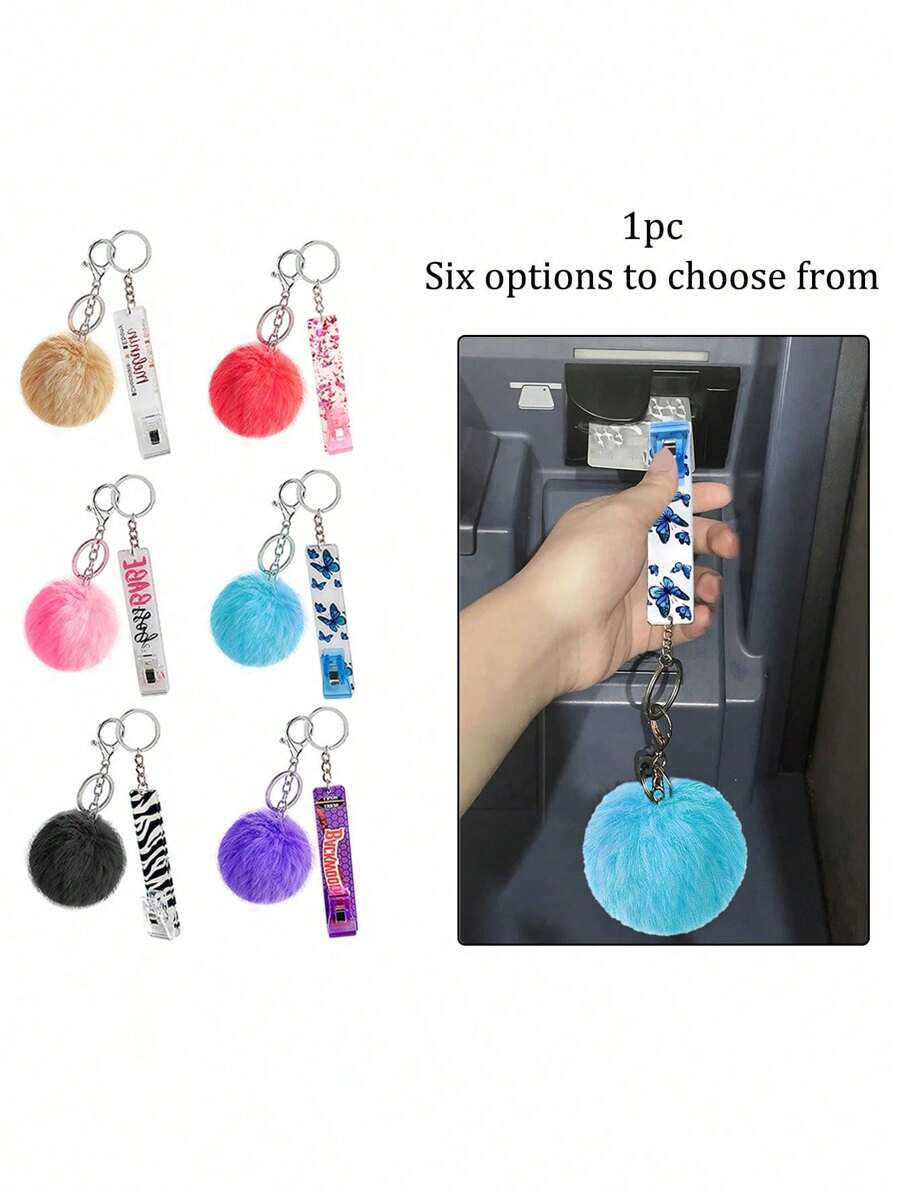 1入式牌拉取器,輕便實用型,可用於丙烯酸信用卡夾鑰匙扣、atm鑰匙扣卡夾毛球字母裝飾小毛球毛絨夾片,用於飾品、汽車裝飾、創意禮品鑰鍊吊飾 - 彩色 - 查看 1