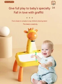 Projection Painting Table - Children's Music And Intelligent Multi-Functional Writing Table Doodling Learning Painting Toys, Painting Set Table, Educational Board Learning Tool - Children's Day/Halloween/Thanksgiving/Christmas Gift - Multicolor - View 3