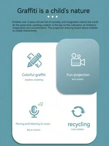 Projection Painting Table - Children's Music And Intelligent Multi-Functional Writing Table Doodling Learning Painting Toys, Painting Set Table, Educational Board Learning Tool - Children's Day/Halloween/Thanksgiving/Christmas Gift - Multicolor - View 5