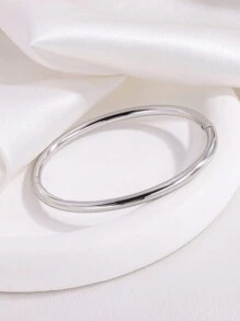 1 件精致时尚轻奢个性简约不锈钢可开口圆形手链适合情人节礼物情人节妈妈母亲母亲节礼物 - 可開口素圓手鐲 - 查看 7