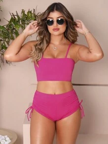Women Bikini Bottoms - 玫紅色 - 查看 4