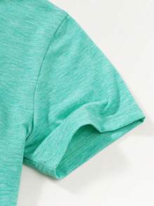 3pcs/Set Tween Boy Casual Half Open Crew Neck Button Short Sleeve T-Shirt - Multicolor - View 9