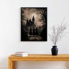 1張哥德式恐怖城堡油畫帆布牆藝術裝飾畫,浴室臥室辦公室客廳藝術牆畫,家居裝飾（不含框） - 黑色 - 查看 2