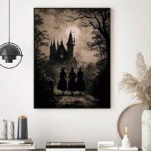 1張哥德式恐怖城堡油畫帆布牆藝術裝飾畫,浴室臥室辦公室客廳藝術牆畫,家居裝飾（不含框） - 黑色 - 查看 1