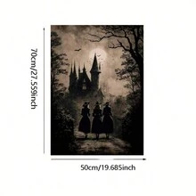 1張哥德式恐怖城堡油畫帆布牆藝術裝飾畫,浴室臥室辦公室客廳藝術牆畫,家居裝飾（不含框） - 黑色 - 查看 8