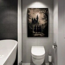 1張哥德式恐怖城堡油畫帆布牆藝術裝飾畫,浴室臥室辦公室客廳藝術牆畫,家居裝飾（不含框） - 黑色 - 查看 6