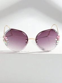 1pc Frameless Rimless Diamond-Studded Glasses For Teenage Girls, Face Slimming Glasses For Fashion Shows, Street Photography, Party Props - Multicolor - View 4