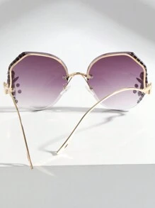 1pc Frameless Rimless Diamond-Studded Glasses For Teenage Girls, Face Slimming Glasses For Fashion Shows, Street Photography, Party Props - Multicolor - View 5