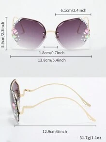 1pc Frameless Rimless Diamond-Studded Glasses For Teenage Girls, Face Slimming Glasses For Fashion Shows, Street Photography, Party Props - Multicolor - View 6