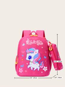 New Fashion Cartoon Style Backpack With Small Bag - Hot Pink - View 2