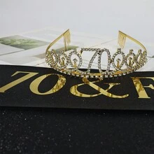 Một bộ Của Đồ Trang Trí Sinh Nhật Thích hợp Dành cho Cô gái 40 , 50 , 60 , 70 , 80 , Và , Bao gồm A Vàng Sinh nhật Vương miện Và Đen Tiệc sinh nhật Quân nhu , Của phụ nữ Quà sinh nhật - màu đen - Xem 10