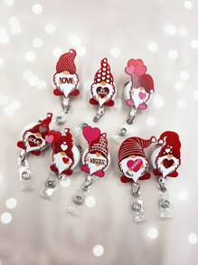 1個可愛的亞克力心形老人縮卡卡,適用於化妝、工作id卡、識別證、禮物 - 紅色 - 查看 12