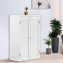 Freestanding Wooden Floor Cabinet With Adjustable Shelf And Double Door - trắng - Xem 7