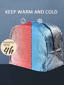 1 件卡通图案挎包保温午餐盒，尼龙轻便便携式午餐收纳袋，学校办公室野餐午餐手提包学校收纳袋教师收纳袋教室袋教室收纳袋学校用品袋 - 粉色 - 查看 5