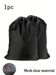 便攜式尼龍洗衣袋，鎖緊束口設計，可機洗，大號可裝洗衣籃和洗衣筐，能夠輕鬆攜帶三件衣物，可機洗旅行洗衣袋-髒衣服收納組織袋，圓柱形設計和拉繩鎖緊設計-可輕鬆安裝洗衣籃和洗衣筐-非常適合旅行時的洗衣需求，尼龍洗衣袋，旅行衣物袋，可機洗的衣物拉繩袋，大容量洗衣袋，可輕鬆安裝洗衣籃或洗衣筐學校組織袋老師收納袋 - 黑色 - 查看 1