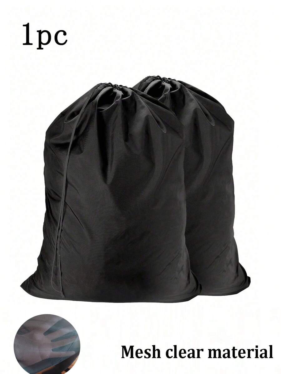 便攜式尼龍洗衣袋，鎖緊束口設計，可機洗，大號可裝洗衣籃和洗衣筐，能夠輕鬆攜帶三件衣物，可機洗旅行洗衣袋-髒衣服收納組織袋，圓柱形設計和拉繩鎖緊設計-可輕鬆安裝洗衣籃和洗衣筐-非常適合旅行時的洗衣需求，尼龍洗衣袋，旅行衣物袋，可機洗的衣物拉繩袋，大容量洗衣袋，可輕鬆安裝洗衣籃或洗衣筐學校組織袋老師收納袋 - 黑色 - 查看 1