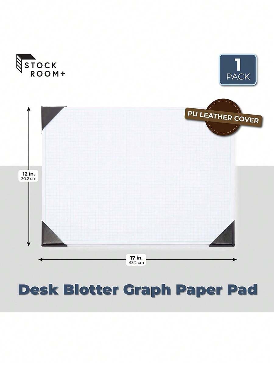 Large Desk Blotter Paper Pad, Graph Notepad For Office Supplies, Refillable 50 Sheets (17 X 12