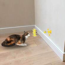 猫玩具羽毛玩具，适合室内猫，互动羽毛风车猫玩具，带羽毛和球的猫转盘弹跳玩具，室内互动猫玩具，逗猫棒玩具，适合无聊时自娱自乐 - 黃色 - 查看 5