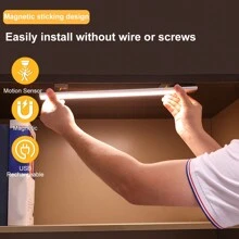 Ultra-Thin Led Motion Sensor Light Strip With Magnet And Adhesive Tape For Wardrobes, Cabinets, Wine Cabinets, Etc. - White - View 1