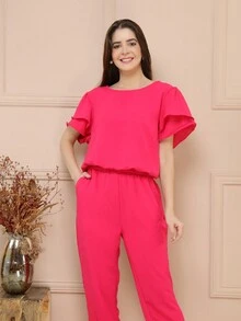 Women Two-Piece Outfits - Màu hồng gỉ - Xem 2