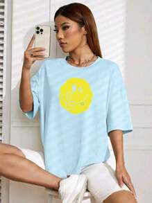 Plus Size T-Shirts - 淺藍色 - 查看 1