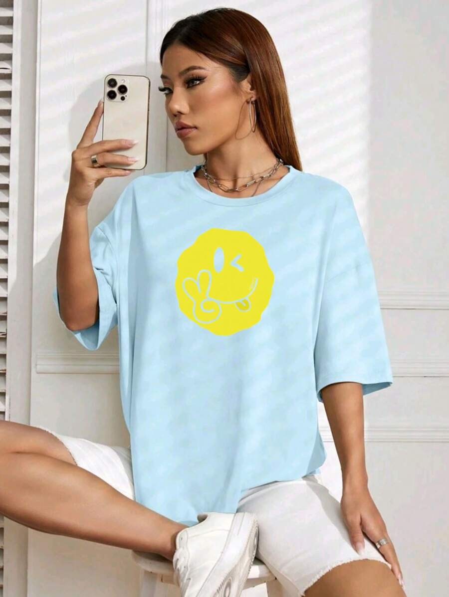 Plus Size T-Shirts - 淺藍色 - 查看 1