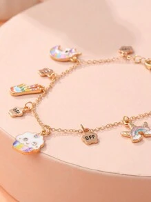 1入組可愛的鑽石裝飾雲朵和獨角獸腳鏈，適用於女孩，最好的朋友禮物