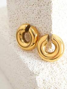 2pairs Fashionable Stainless Steel Smooth Surface C-Shaped Women's Ear Clip Set, Personalized Earrings