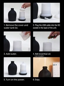 ellestfun 1个USB 5V 80ml树脂超声波精油扩香器，适用于小型房间的香薰加湿器和扩香器 - 黑色 - 查看 10