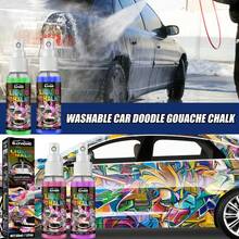 (Random Color) 1pc Washable Car Graffiti Spray Paint, For Car Body & Tyre Painting, Easy Clean - Multicolor - View 1