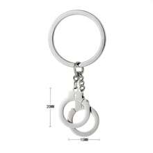 1pc Unisex Creative Stainless Steel Handcuff Keychain, Novelty Gift For Friends - Silver - View 4